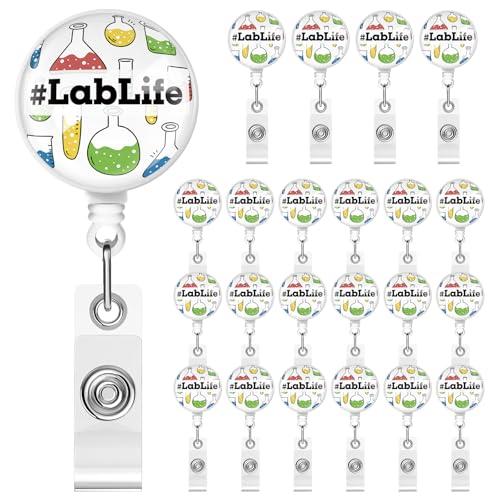 Spakon 24 Pcs Lab Week Gifts 2026 Lab Life Medical Laboratory Science Retractable Badge Reel with Alligator Clip for Laboratory Workers Scientists Nurses Doctors Graduates Supplies