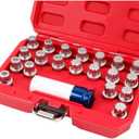 Set of 21, Wheel Lock Key Set, Anti-Theft Lock Lug Nut Screw Remover Wheel Lock Removal Kit with 1/2 inch (12.7mm) Socket Adapter for Mini Series