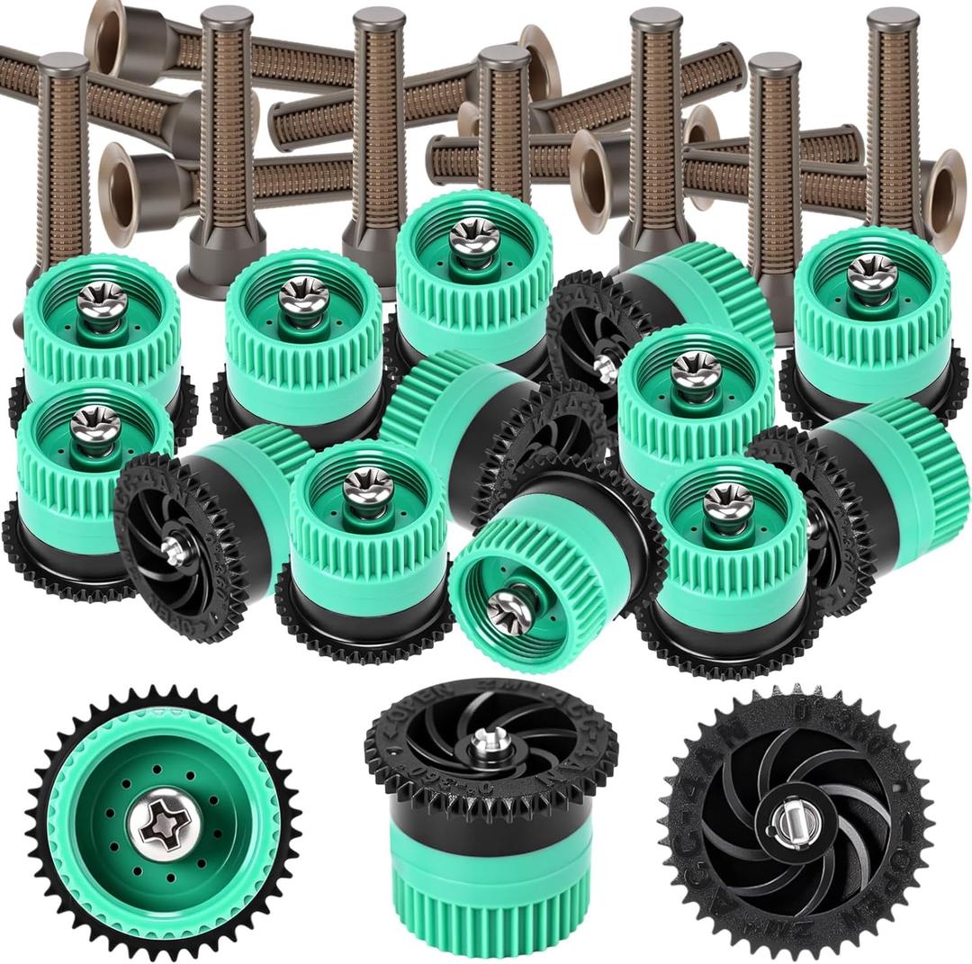 Honoson 16 Pcs Variable Arc Nozzle Radius High Efficiency Replacement Pop up Sprinkler Heads Compatible with Rainbird, Hunter, Orbit Pop-up Sprinklers (4 Van, Black Green)