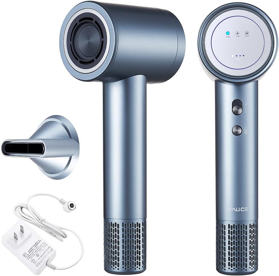 YALICE Cordless Hair Dryer Rechargeable with Digital Screen, 15000mAh Travel Hair Dryer with Magnetic Nozzle, 4 Mode Portable Hair Blow Dryers for Women Kids Outdoor Camping Beaches (Silver)