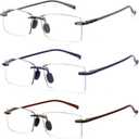 AQWANO Rimless Reading Glasses for men Women TR90 Ultralight Frameless Readers Fashion Designer Computer Blue Light Blocking Anti-reflective,2.75 (F-3 Pack (Mix Color))