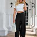 Xiaoxuemeng Linen Pants Women Wide Leg Capri Beach Pants Elastic Waisted Baggy Linen Trousers, XL