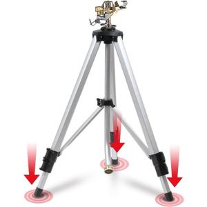 YAMATIC Impact Sprinkler on Adjustable Tripod Base, 360 Degree Large Area, Heavy Duty Adjustable Pulsator Sprinkler for Lawn, Yard and Grass Irrigation, Spray up to 20-90ft(Brass Head) (48inch)
