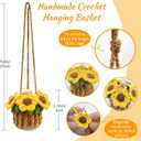 Crochet Car Air Freshener, 15ml Empty Refillable Oil Diffuser Bottle with Hanging Crochet Sunflower for Car Rearview Mirror Decor Air Freshener Diffuser for Home, and Office Decor(Sunflower)