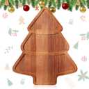 Maxcheck Christmas Tree Serving Tray Platter Charcuterie Board Christmas Wood Serving Dish Cutting Board Rustic Farmhouse 11.42 x 10.43 Inches Table Plate for Cheese Food Fruit Party