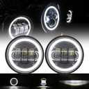1 Pair 4.5 Inch Led Fog Light With Angel Eyes Passing Lamps DRL bulb For Motorcycle Fog Lamp (Black Fog Light With Angel Eye)