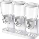 Cereal Dispenser Countertop, 3 Pack 2L/67oz Cereal Dispenser, Airtight Cereal Containers Storage, Rotating White Plastic Dry Food Dispenser, Rice Dispenser, Candy Dispenser for Cereal, Coffee Beans