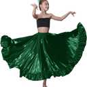 Long Mexican Folklorico Dance Practice Performance Skirt for Girls (Height 4'6" to 5'1"), Ankle-Length Ruffle Style (US, Alpha, One Size, Regular, Christmas Green)