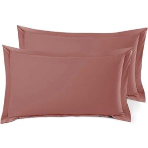Nestl Soft Pillow Shams Set of 2 - Double Brushed Microfiber Pillow Covers - Hotel Style Premium Bed Pillow Cases, with 1.5 Decorative Flange, King 20"x36" - Pink Clay