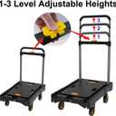 Folding Platform Hand Truck Push Cart Foldable Dolly Cart Portable Trolley 300lb Heavy Load Capacity, Adjustable Handle with Swivel Wheels for Garage Garden Home Office Travel Shopping Use
