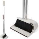 54" Long Handled Broom and Dustpan Set - Perfect Dust Pan and Brush Combo for Efficient Cleaning, Brown and White