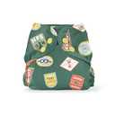 Esembly Cloth Diaper Cover - Reusable Swim Diaper, Waterproof, Breathable - Adjustable Outer Layer Over Absorbent Inner for Blowout Protection - Adventure Badges, Size 2 (18-35lbs)