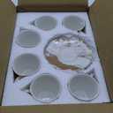 fanquare 2.7oz Mini Coffee Cups for Espresso, Marble Pattern Floral Porcelain Tea Cups Set of 6, Ceramic Demitasse Cups and Saucers for Party, Brown