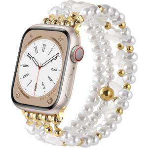2 x KOREDA Beaded Bracelets Compatible for Apple Watch Band 38mm 40mm 41mm 42mm 44mm 45mm 46mm Women, Fashion Handmade Dressy iPhone Watch Bands Stretchy Strap for iWatch Series 11 10 9 8 7 6 5 4 3 2 1 SE