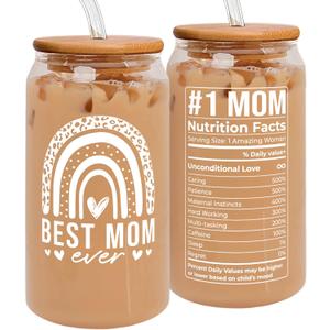 Gifts for Mom from Daughter Son - Birthday, Valentines, Mothers Day, Christmas Mom Gifts for Wife, Her - Mother's Day Gift Ideas for Mama, Mother - 16 Oz 2-sided Can Glass