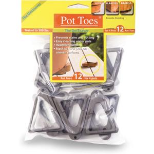 Bosmere Pot Toes, Plant Pot Risers for Indoor and Outdoor, Prevent Stains and Rotting on Wood, Cement, and Tile (Pack of 12, Dark Gray)