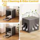 Cat Litter Box Enclosure, Multi-Functional Enclosed Cat Litter Box Furniture, Outdoor Cat House Weatherproof, Openable Front Door & Raised Floor, Easy to Clean & Assemble, Grey