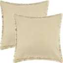 uxcell 2 Pcs Cotton Decorative Throw Pillow Cover with Tassel Trim for Farmhouse, Sofa, Couch, Bed Decor 18 X 18 Inch Beige1
