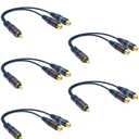 RCA Splitter 1 Male 2 Female 5 Pack, RCA Y Splitter RCA Cable Audio Video Splitter Adapter Extension Cord 0.2M/0.65ft for Subwoofer Speaker