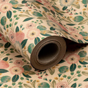 RUSPEPA Kraft Wrapping Paper Roll - Colorful Flowers and Plants Pattern - 30 Inches x 100 Feet