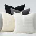 Topfinel Black and White Couch Pillow Covers for Living Room 45x45 cm Set of 4,Mid Century Modern White Neutral Corduroy Corn Throw Pillows,Rustic Square Bench Chair Cushion(18 Inch/Dark Gray)