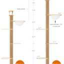 YOCAN Floor to Ceiling Cat Tree, Height Adjustable 90.5110" Tall Cat Tower, Tension Mounted Vertical Cat Climbing Pole for Indoor Cats, Heavy-Duty Space-Saving Cat Furniture