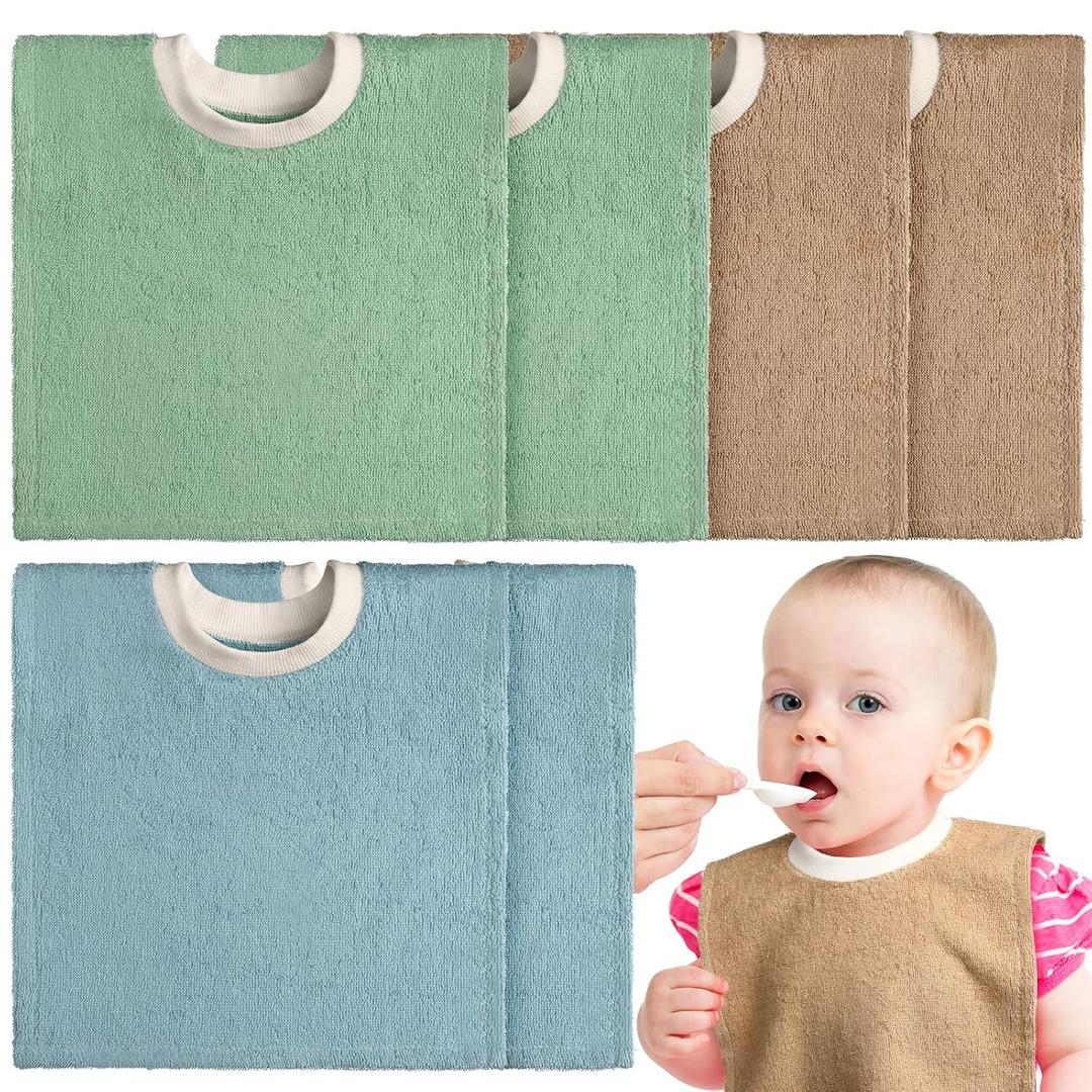 3 Pcs Pullover Baby Bibs Cotton Terry Toddler Absorbent Infant for Feeding and Drooling Towel Slip on Bib(Fresh Color)
