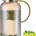 Buaic Glass Pitcher with Lid, 84oz/2.5 Liter Amber Classic Vertical Stripes Water Pitcher,Glass Water Carafe for Cold Brew, Coffee, Lemonade, Iced Sun Tea,Beverage, Milk, Heat Resistant