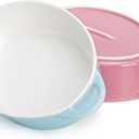 Foraineam 6 Pack 20 oz Oval Au Gratin Baking Dishes with Handles, Porcelain Casserole Dish Single Serving Ramekins for Oven & Microwave Cooking and Baking, 7.2" x 5.5", Oven Safe Roasting Lasagna Pan