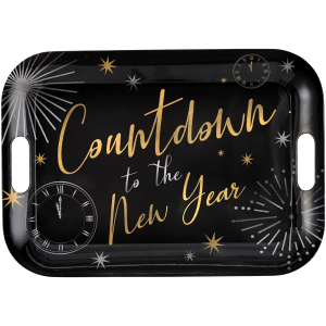 Multicolor Melamine Tray - Durable & Stylish Platter, Perfect for New Year's Eve Celebrations (1 Pc.), Countdown to The New Year, 13" x 18.5