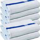 Towels N More 24x48 Soft Poolside Towels 6 Large Super Absorbent White Pool Towel with Blue Center Stripe for Home Pool Spa Gym Hotel Motel as Bath Towels