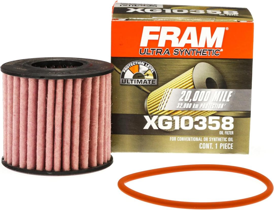 FRAM Ultra Synthetic Automotive Replacement Oil Filter, Designed for Synthetic Oil Changes Lasting up to 20k Miles, XG10358 (Pack of 1) (One Size)