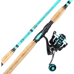 Sougayilang 7 Fishing Rod and Reel Spinning Combo, 2 Piece Fishing Rod, Size 4000 Reel, Right/Left Handle Position, Suitable for Inshore Fishing (Blue)
