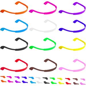 WSYUB 12 Pcs Kids Silicone Glasses Straps, Anti-Slip Kids Sports Eyeglasses Sunglasses Strap, Glasses Band Holder, Soft Elastic Eyewear Retainers, 8.4inch, 24 Pieces (Medium Size for Big Kids, 12 Multicolors)