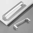 Gobrico 10 Pack 5 inch Hole Centers Kitchen Cabinet Handles, Brushed Nickel Cabinet Hardware, Solid Zinc Alloy Drawer Pulls, 5-3/8" Total Length for Bathroom Cupboard