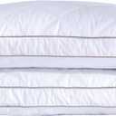 puredown Goose Feathers and Down Pillow for Sleeping Gusseted Bed Hotel Collection Pillows, Standard, Set of 2 (Standard (Pack of 2), Gusseted Style 1)