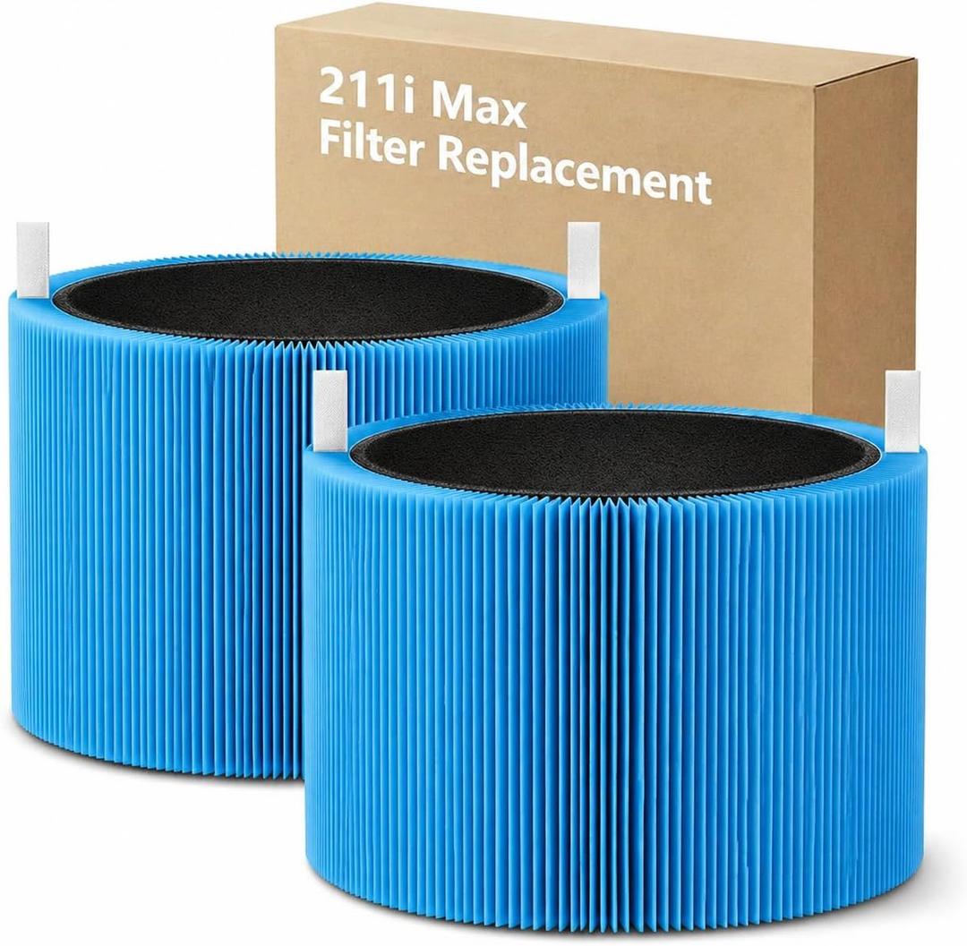 Blue Pure 211i Max AllergenBlock Filter Replacement Compatible with Blueair 211i Max Air Purifier, H13 Ture HEPA and High-Efficiency Activated Carbon Filters, Replacement Part #F2MAX