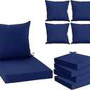 Outdoor Chair Cushions Set of 4, Waterproof Backrest and Deep Seat Cushion Set for Patio Furniture, Outdoor Replacement Cushions with Removable Cover, 22 x 22 Inch, Navy