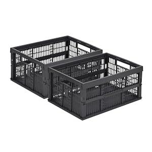 HUUSMOT 2-Pack Collapsible Plastic Storage Baskets, Dark Grey, 19"x13"x9"