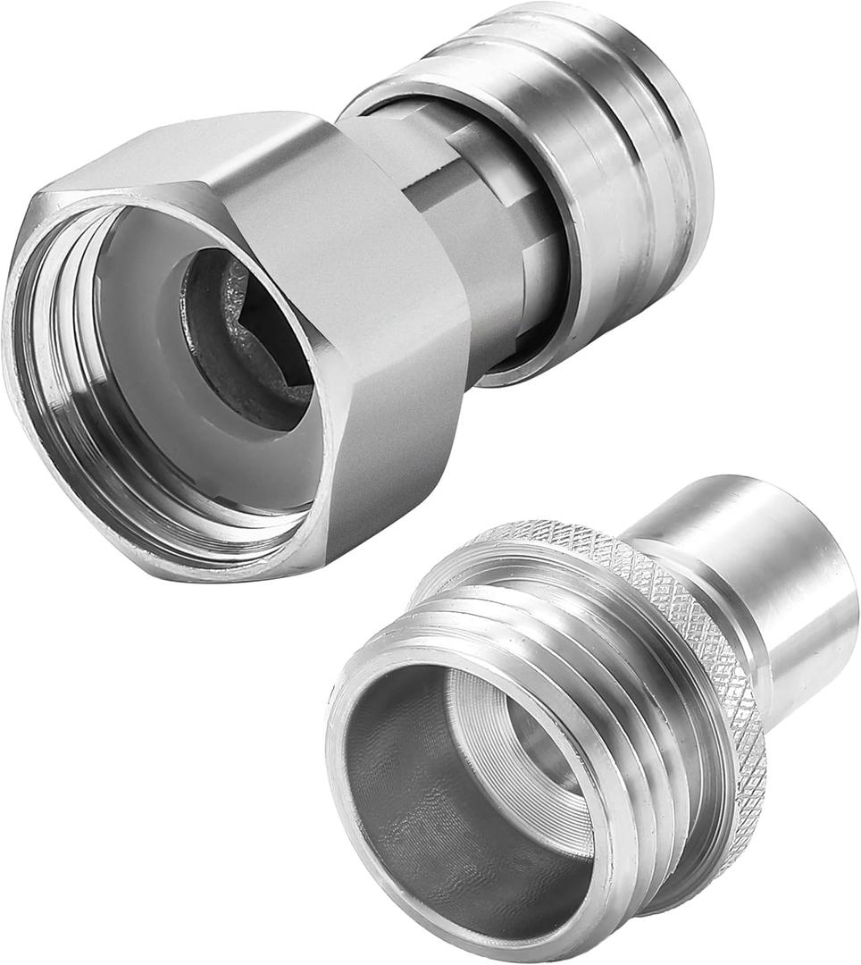 RIDGE WASHER Garden Hose to Pressure Washer Adapter, 3/4 GHT to 1/4 Stainless Steel Quick Connect, 3/4 GHT Male to 1/2 Quick Plug, Convert Water Hoses to Power Washer Connector
