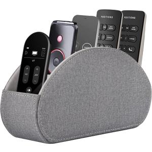 Remote Control Holder,TV Remote Caddy/Box with 5 Compartments,Bedside Table Organizer for Controller,Glasses,makeup brushes,jewelry and Media Player,Pen/Pencil Storage (Grey)