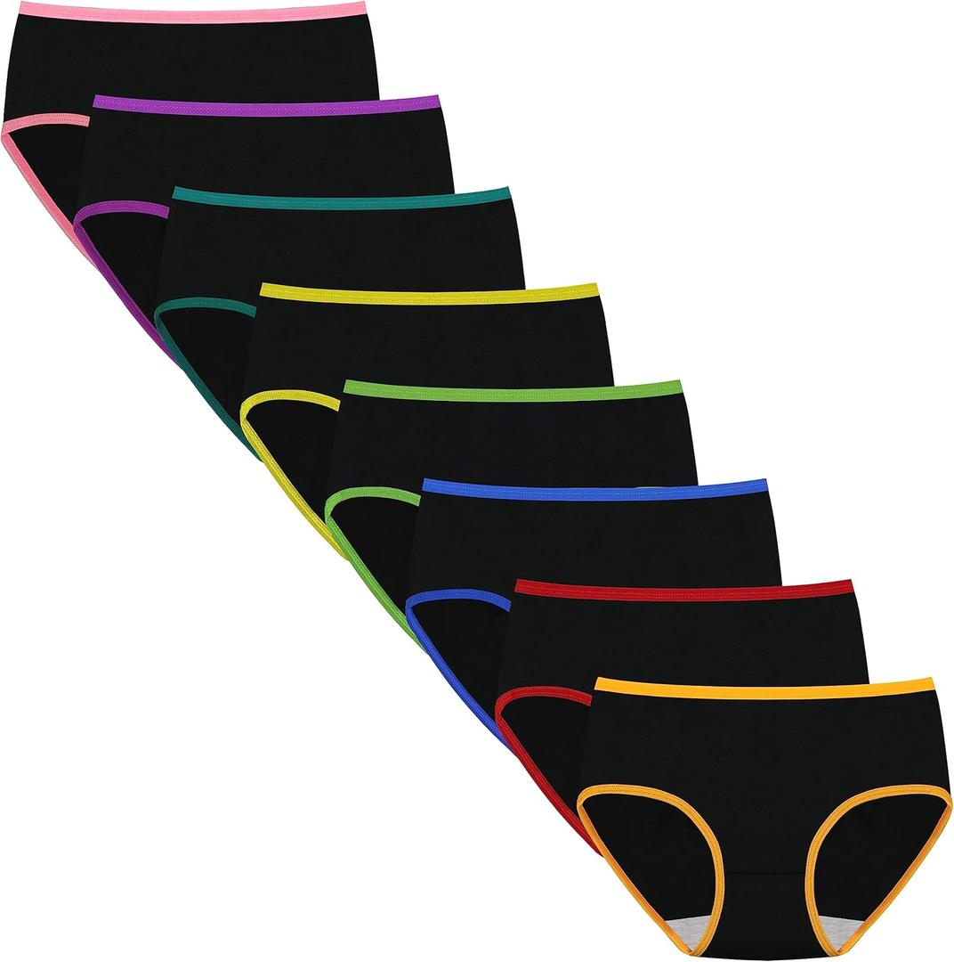 Nalwort Girls Panties Big Kids Cotton Underwear for Teens Briefs Pack of 8 (14-16 Years, Color-1)