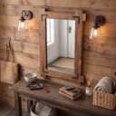Vercraft Rustic Mirror for Bathroom, Wooden Framed Farmhouse Mirror, Wall Mount Farmhouse Rectangle Decorative Brown Vintage Mirrors for Bathroom Vanity, Bedroom, Entryway, Living Room(24 x 36 Inch)