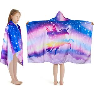 Unicorn Hooded Towel, Oversized 50" L x 30" W for Ages 3 to 12 Kids, Unicorn Theme -1Pack