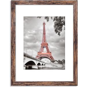 Dark Walnut Solid Wood Picture Frame - 12x16 or 8.5x11, Farmhouse Distressed for Wall Mounting