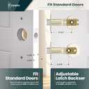 Glass Door Knobs for Interior Doors - Vintage Crystal Privacy Bedroom & Bathroom Door Knob with Lock - Diamond Cut Door Handle - Brushed Gold Finish (1 Pack)