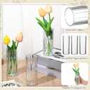 12 Pcs Plastic Small Cylinder Vases for Centerpieces Wedding Decoration, Clear Ribbed Bud Flower Vases Bulk for Wedding Bridal Shower Birthday Living Room Table Decor (5.5 Inch,Cylinder)