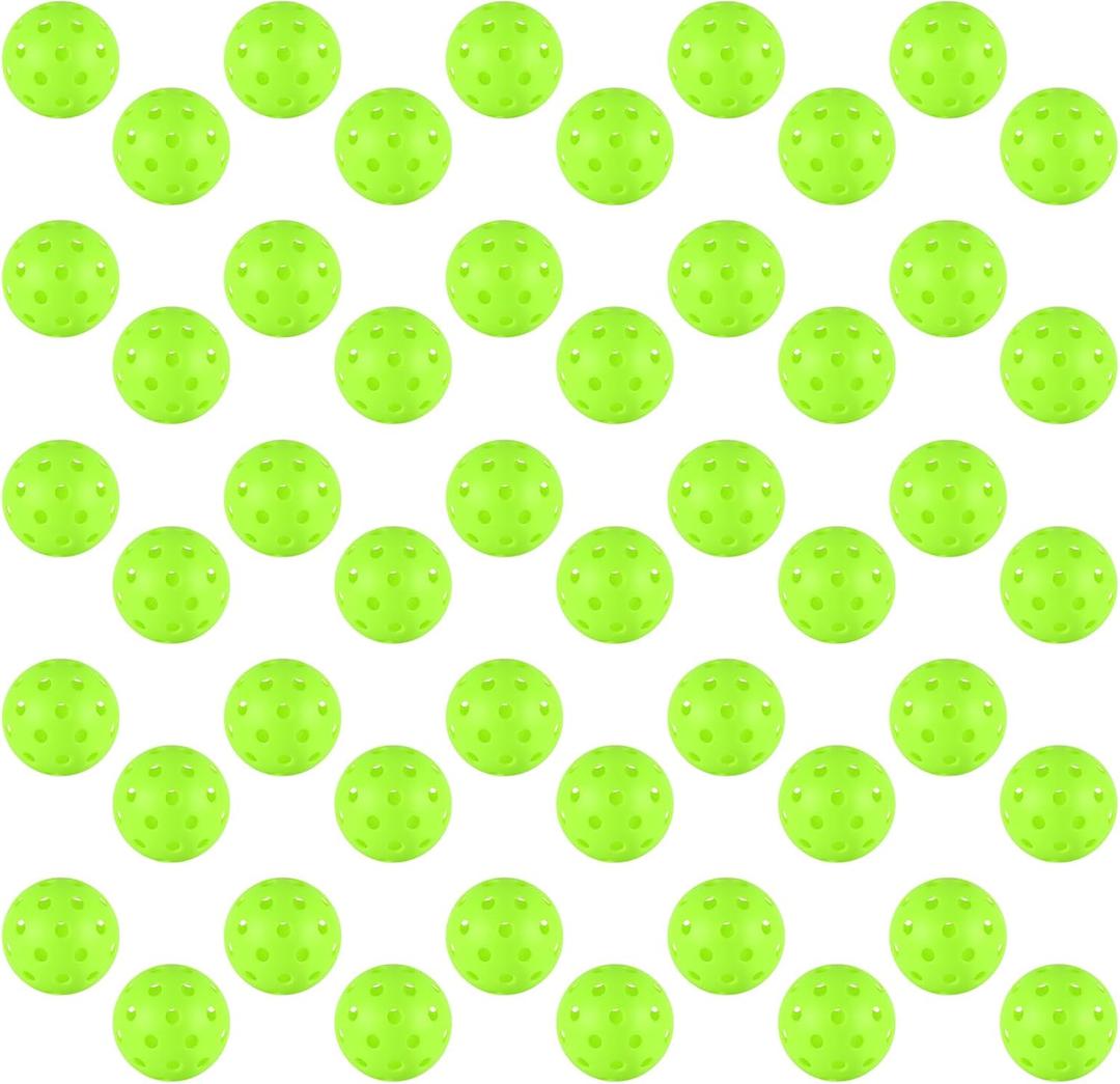 50pc Pickleball Balls,40 Hole Outdoor pickleball balls with Mesh Bag,8mm Precision Drilled-Spaced Pickle ball Set-Professional Plastic Ball for Pickleballs Paddles&Indoor or Outdoor Sport Court(green) 