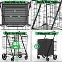 Heavy Duty Folding Shopping Cart with 360° Swivel Wheels, Super Jumbo