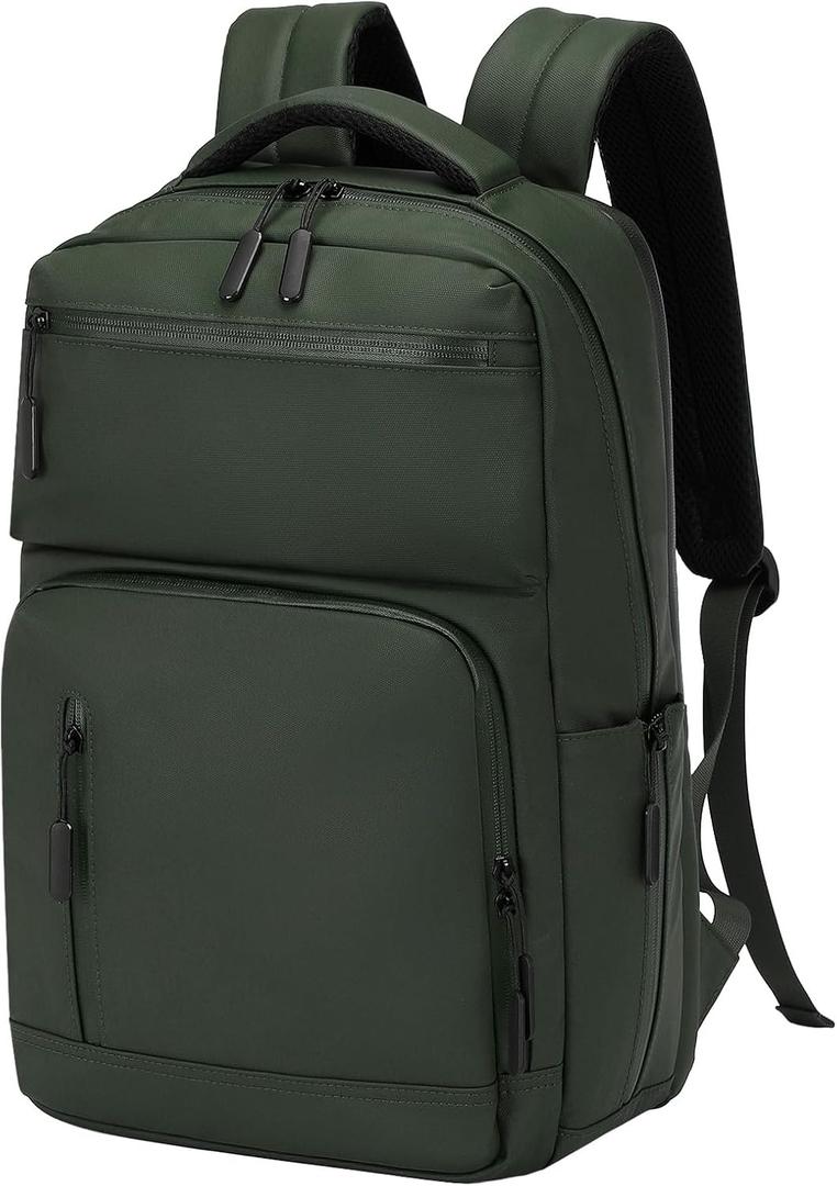 Waterproof Laptop Backpack for Men & Women, Flight Approved Anti-Theft Daypack with 15.6-inch Laptop Sleeve (Green)